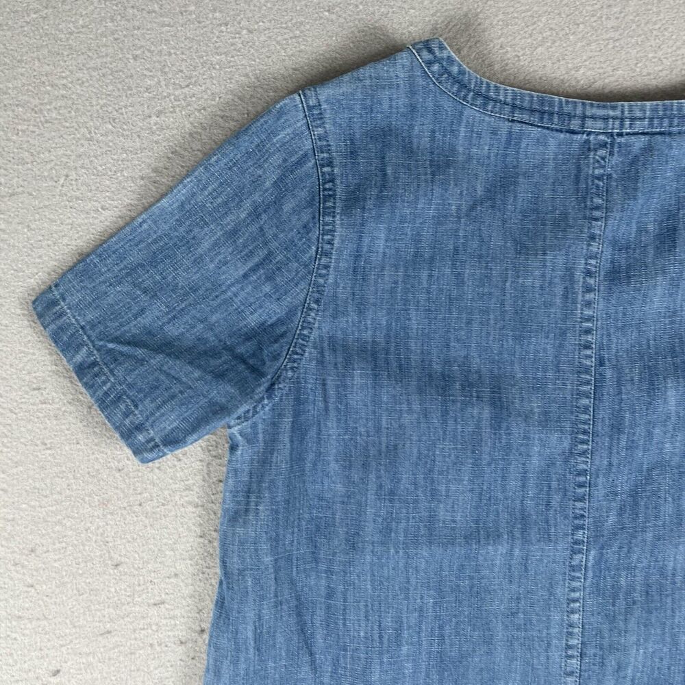 Fat Face Dress 4 Blue Denise Denim Peplum Chambray Short Sleeve Round Neck - Picture 9 of 12